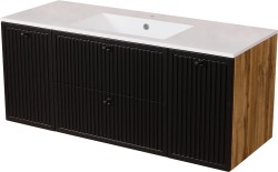 Szafka łazienkowa czarna 121cm ARGENTO z umywalką