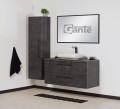 Szafka łazienkowa 120cm grafitowa Negra NEG-G-U120/48/2, umywalka ceramiczna PREMIUM 60 biała, regał łazienkowy NEG-G-RW oraz lustro w czarnej ramie aluminiowej ALUC-120/65.