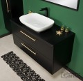 Szafka łazienkowa 120cm czarna ze złotymi uchwytami Negra NEG-C-U120/48/2 i umywalka ceramiczna PREMIUM 60 biała.