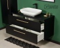 Szafka łazienkowa 120cm czarna ze złotymi uchwytami Negra NEG-C-U120/48/2 i umywalka ceramiczna PREMIUM 60 biała.