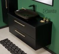 Szafka łazienkowa 120cm czarna ze złotymi uchwytami Negra NEG-C-U120/48/2 i umywalka ceramiczna PREMIUM 60 czarna.