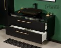 Szafka łazienkowa 120cm czarna ze złotymi uchwytami Negra NEG-C-U120/48/2 i umywalka ceramiczna PREMIUM 60 czarna.