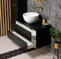 Szafka łazienkowa 100cm glamour czarna ze złotymi uchwytami Glow GLW-C-U100/48/2 i umywalka dolomitowa BRILO-420 biała.