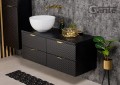 Szafka łazienkowa 120cm glamour czarna ze złotymi uchwytami Glow GLW-C-U120/48/4 i umywalka dolomitowa BRILO-420 biała.