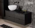 Szafka łazienkowa 120cm glamour czarna z frontami ze szkła ozdobnego Glow GLW-C-U120/48/4 i umywalka dolomitowa BRILO-420 biała.