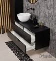 Szafka łazienkowa 120cm glamour czarna z frontami ze szkła ozdobnego Glow GLW-C-U120/48/4 i umywalka dolomitowa BRILO-420 biała.