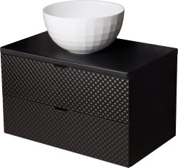 Szafka łazienkowa czarna 80 cm GLOW z umywalką BRILO-420 - czarne uchwyty