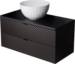 Szafka łazienkowa czarna 100 cm GLOW z umywalką BRILO-420 - czarne uchwyty