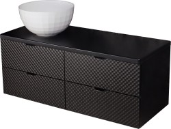 Szafka łazienkowa czarna 120 cm GLOW z umywalką BRILO-420 - czarne uchwyty