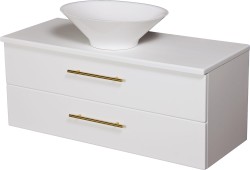 Szafka łazienkowa biała 100 cm BELLI GOLD z blatem i umywalką