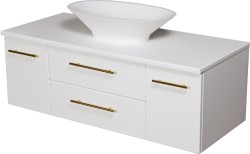 Szafka łazienkowa biała 120 cm BELLI GOLD z blatem i umywalką
