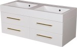 Szafka łazienkowa biała 120 cm BELLI GOLD z umywalką podwójną
