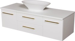 Szafka łazienkowa biała 140cm BELLI GOLD z blatem i umywalką