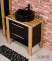 Szafka łazienkowa 80cm loftowa czarna Cortez CRT-C-U80/48/2 z umywalką dolomitową LENA-460 czarną.