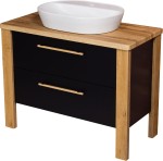Szafka łazienkowa czarna 100 cm CORTEZ z umywalką ceramiczną