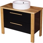 Szafka łazienkowa czarna 100 cm CORTEZ z umywalką dolomitową białą