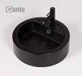 Czarna okrągła umywalka nablatowa LENA-460 czarny mat