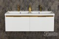 Umywalka podwójna biała 120 cm LUCY-1200D z szafką pod umywalkę Diamond Gold glamour
