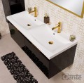 Umywalka podwójna biała 120 cm LUCY-1200D z czarną szafką pod umywalkę Diamond Gold