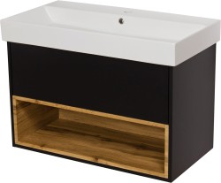 Szafka łazienkowa czarna loft 85cm SPACE z umywalką