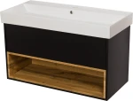 Szafka łazienkowa czarna loft 98cm SPACE z umywalką