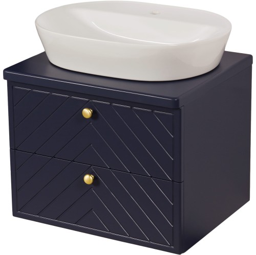 Szafka łazienkowa granatowa jodełka 60 cm KODI z umywalką
