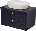 Szafka łazienkowa granatowa jodełka 80 cm KODI z umywalką