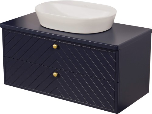 Szafka łazienkowa granatowa jodełka 100 cm KODI z umywalką