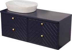 Szafka łazienkowa granatowa jodełka 120 cm KODI z umywalką