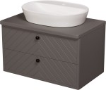 Szafka łazienkowa jodełka szara 80 cm KODI z umywalką