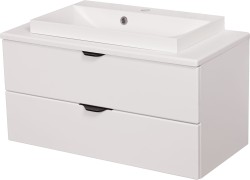 Szafka łazienkowa biała 80 cm VICTA z blatem i umywalką białą