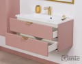 Szafka z dwiema szufladami pudrowy róż 80 cm Magnolia MGL-M-U80/39/2 ze złotymi uchwytam.