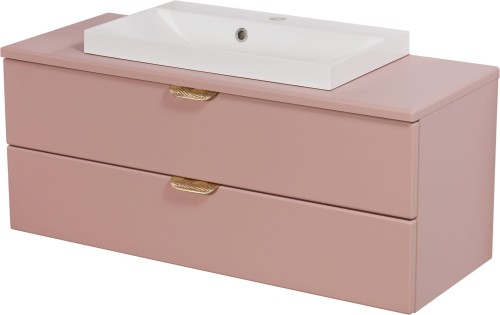 Szafka łazienkowa z blatem pudrowy róż 100 cm Magnolia MGL-M-U100/39/2 i umywalka LIV-600C biała.