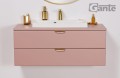 Szafka z blatem pudrowy róż 100 cm Magnolia MGL-M-U100/39/2 ze złotymi uchwytami, umywalka LIV-600C i bateria umywalkowa Kohlman Experience QB100EGDB złoto szczotkowane.
