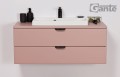 Szafka pod umywalkę z blatem pudrowy róż 100 cm Magnolia MGL-M-U100/39/2 z czarnymi uchwytami, umywalka LIV-600C i bateria umywalkowa Kohlman Experience QB100EB czarna.