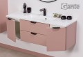 Różowa szafka do łazienki z blatem 120 cm Magnolia MGL-M-U120/39C, umywalka SOMA-1200C biała i bateria umywalkowa Kohlman Experience QB100EB czarna.