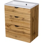 Szafka łazienkowa dąb naturalny 60 cm VICTA z umywalką