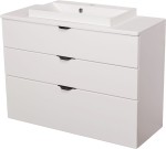 Szafka łazienkowa biała 100 cm VICTA z blatem i umywalką białą