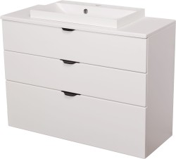 Szafka łazienkowa biała 100 cm VICTA z blatem i umywalką białą