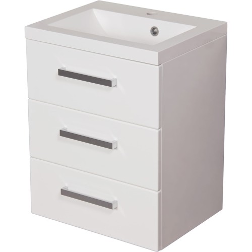 Szafka łazienkowa biała 50 cm z umywalką FOKUS NEW