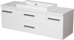 Szafka łazienkowa biała 120 cm z blatem i umywalką FOKUS NEW