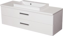 Szafka łazienkowa biała 120 cm z blatem i umywalką FOKUS NEW