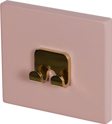 Wieszak podwójny złoty na różowej płycie MAGNOLIA