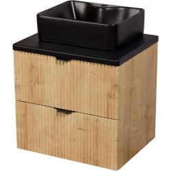 Szafka łazienkowa dąb burlington 60 cm BRENDO z blatem i umywalką