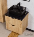 Szafka z lamelami i czarną umywalką 60 cm BRENDO dąb burlington