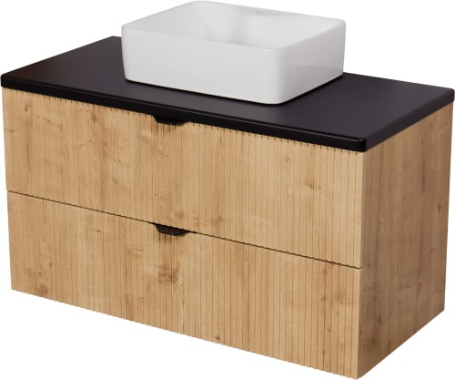 Szafka łazienkowa dąb burlington 100 cm BRENDO z blatem i umywalką