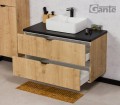 Szafka łazienkowa 100 cm dąb burlington z czarnym blatem i umywalką