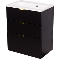 Szafka łazienkowa czarna 60cm VICTA z umywalką