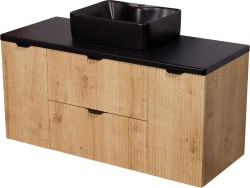 Szafka łazienkowa dąb burlington 120 cm BRENDO z blatem i umywalką