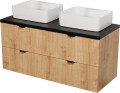 Szafka łazienkowa dąb burlington 120 cm BRENDO z blatem i dwiema umywalkami
